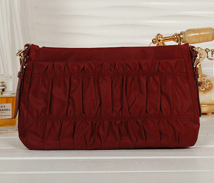 2014 Prada fabric shoulder bag BN1588 burgundy - Click Image to Close